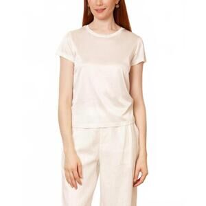 NEW JESSIE LIU alice silk cotton t-shirt in white